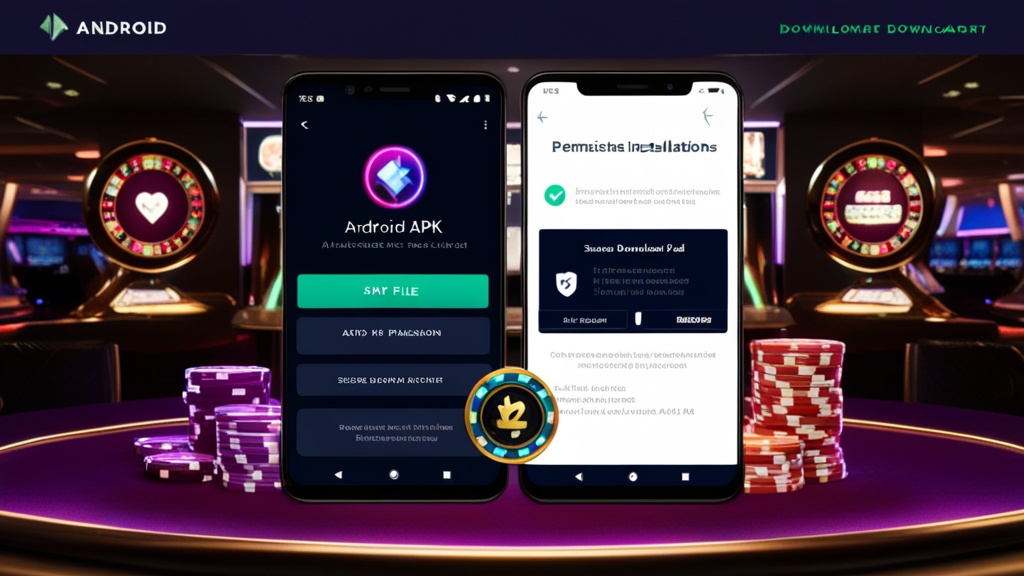 Android APK installation screen with casino-themed visual details