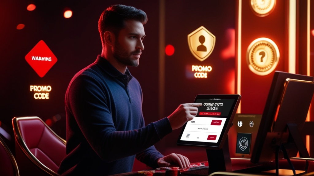 Player checking a bonus code safely at a casino cashier screen