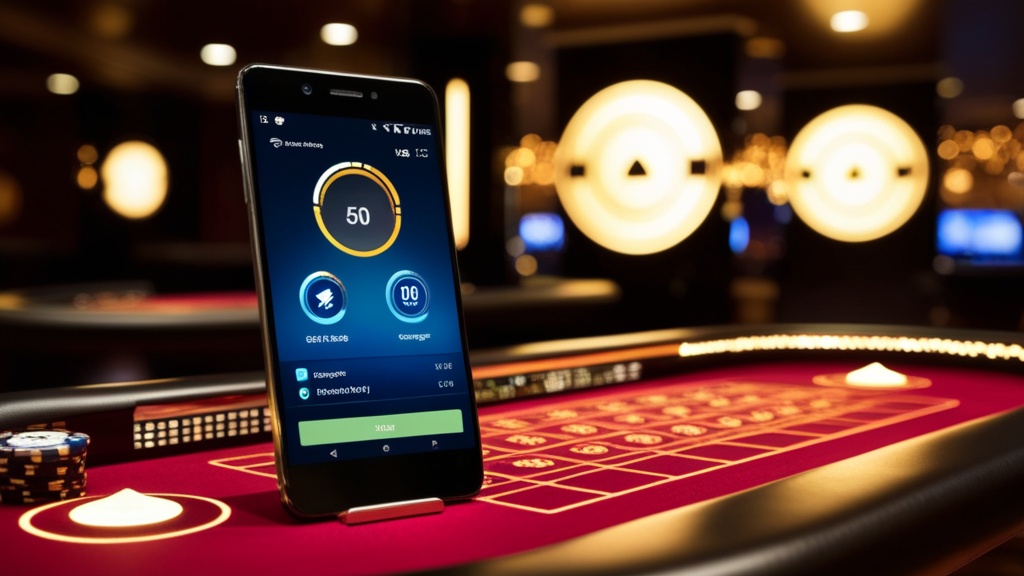 Smartphone showing device requirements beside casino-themed compatibility icons