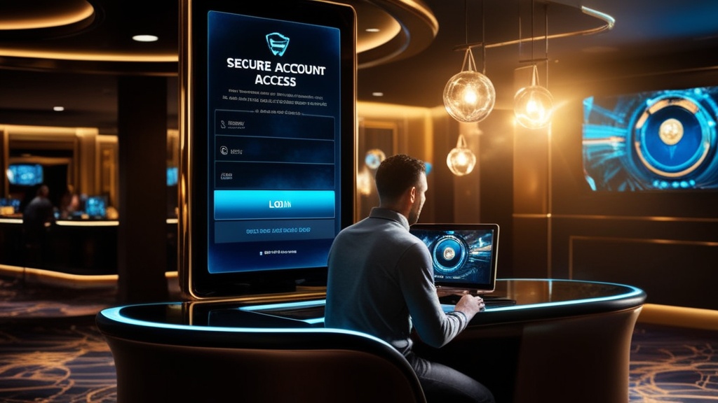 Player signing into a casino account on a glowing login screen