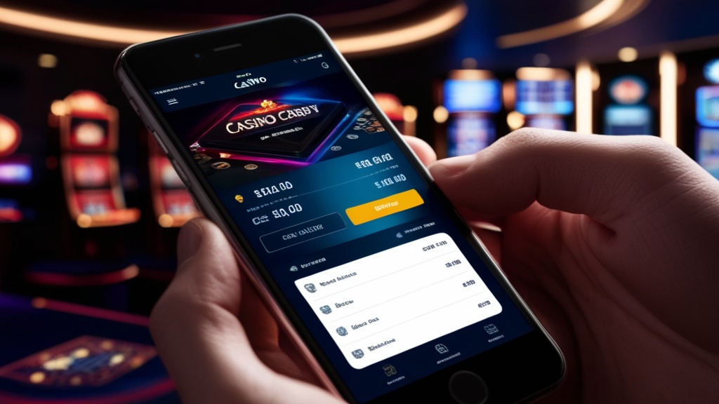 Smartphone showing a mobile casino lobby and account tools